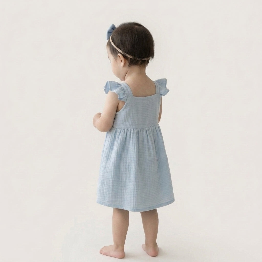 Sky Blue Ruffle Sleeve Dress