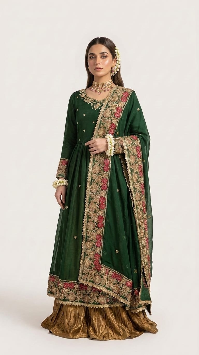 Embroidered Mehndi dress