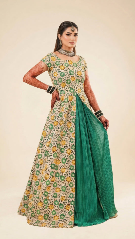 Embroidered Mehndi Dress