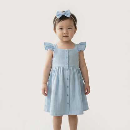 Sky Blue Ruffle Sleeve Dress