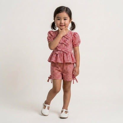 Gingham Bow Peplum Set