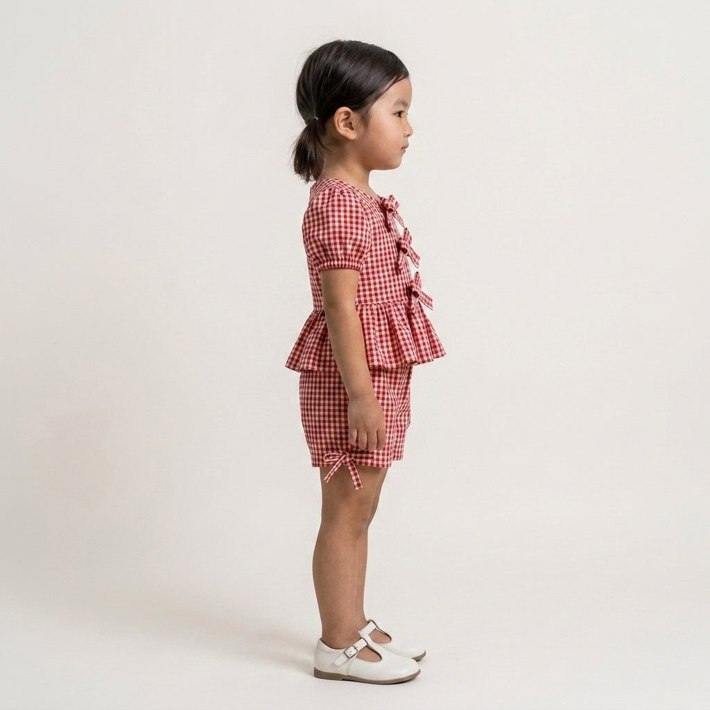 Gingham Bow Peplum Set