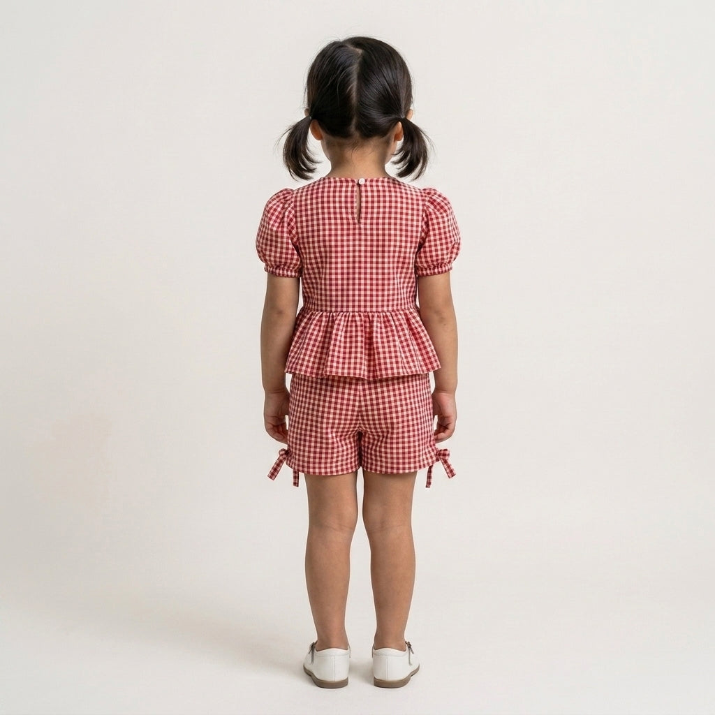 Gingham Bow Peplum Set