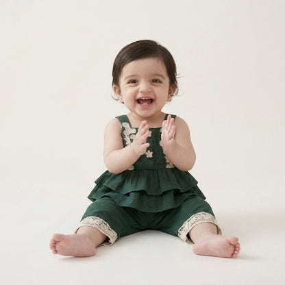 Green Embroidered Peplum