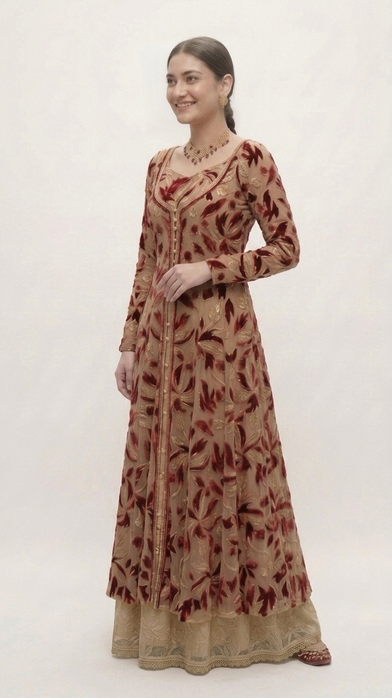 Net Embroidered Maxi