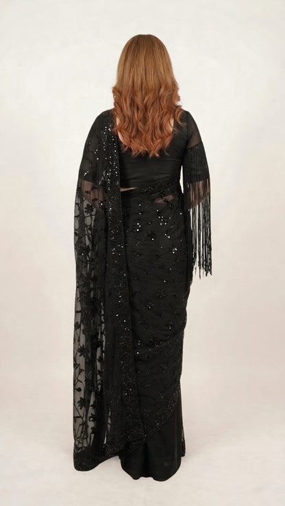 Black Cutdana Sari