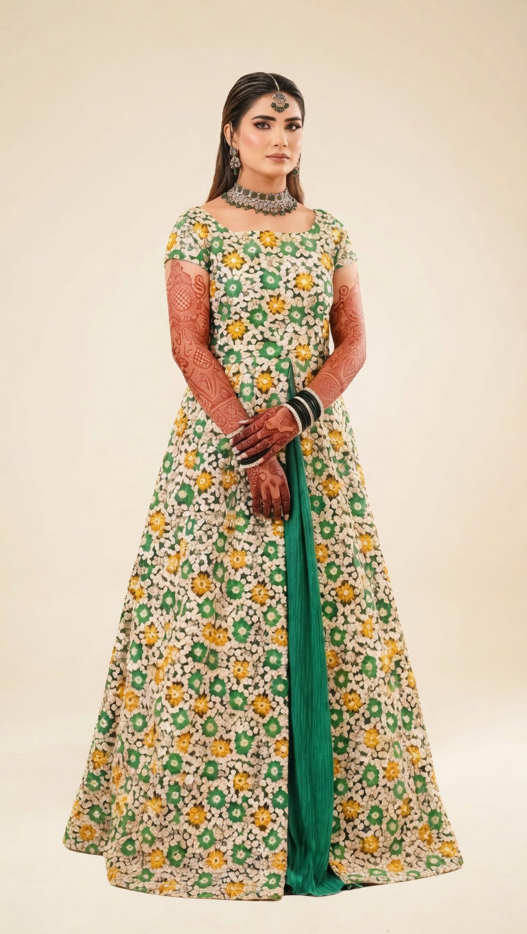 Embroidered Mehndi Dress